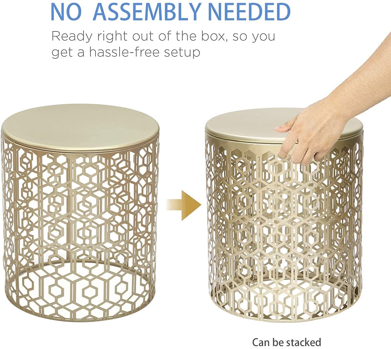 Nest Of Tables : Nesting Round Gold Nightstands Decent Set of 2