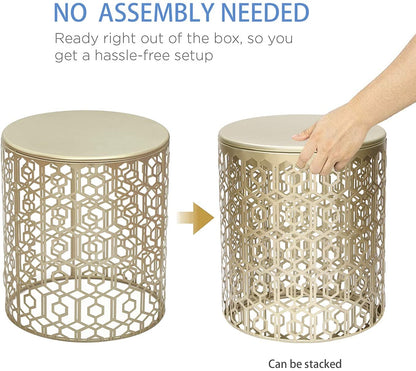Nest Of Tables : Nesting Round Gold Nightstands Decent Set of 2