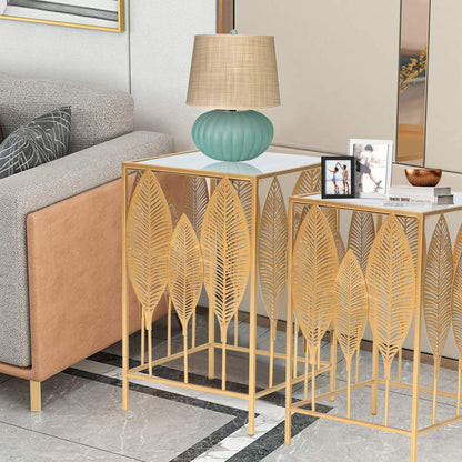 Nest Of Tables : Nesting Round Gold Nightstands Decent Set of 2