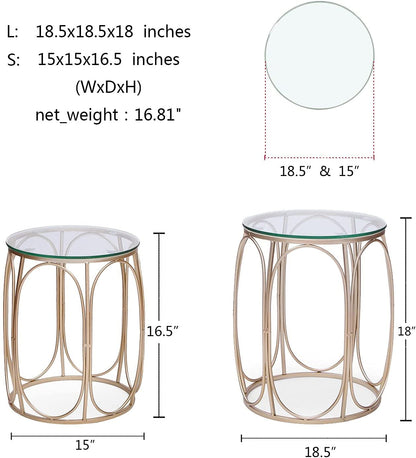 Nest Of Tables : Nesting Round Gold Nightstands Decent Set of 2