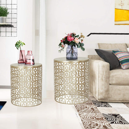 Nest Of Tables : Nesting Round Gold Nightstands Decent Set of 2
