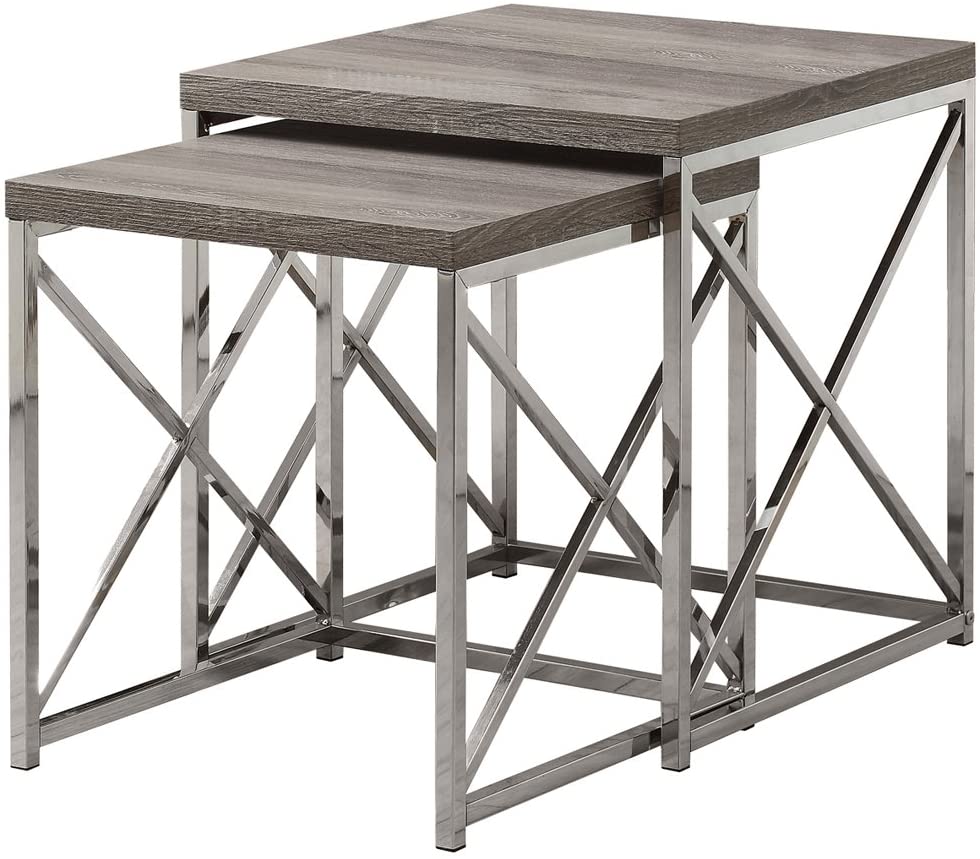 Nest Of Tables : Nesting Table, Chrome Metal Table Set, 2 pcs