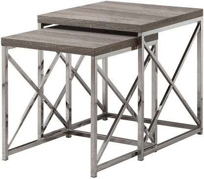 Nest Of Tables : Nesting Table, Chrome Metal Table Set, 2 pcs
