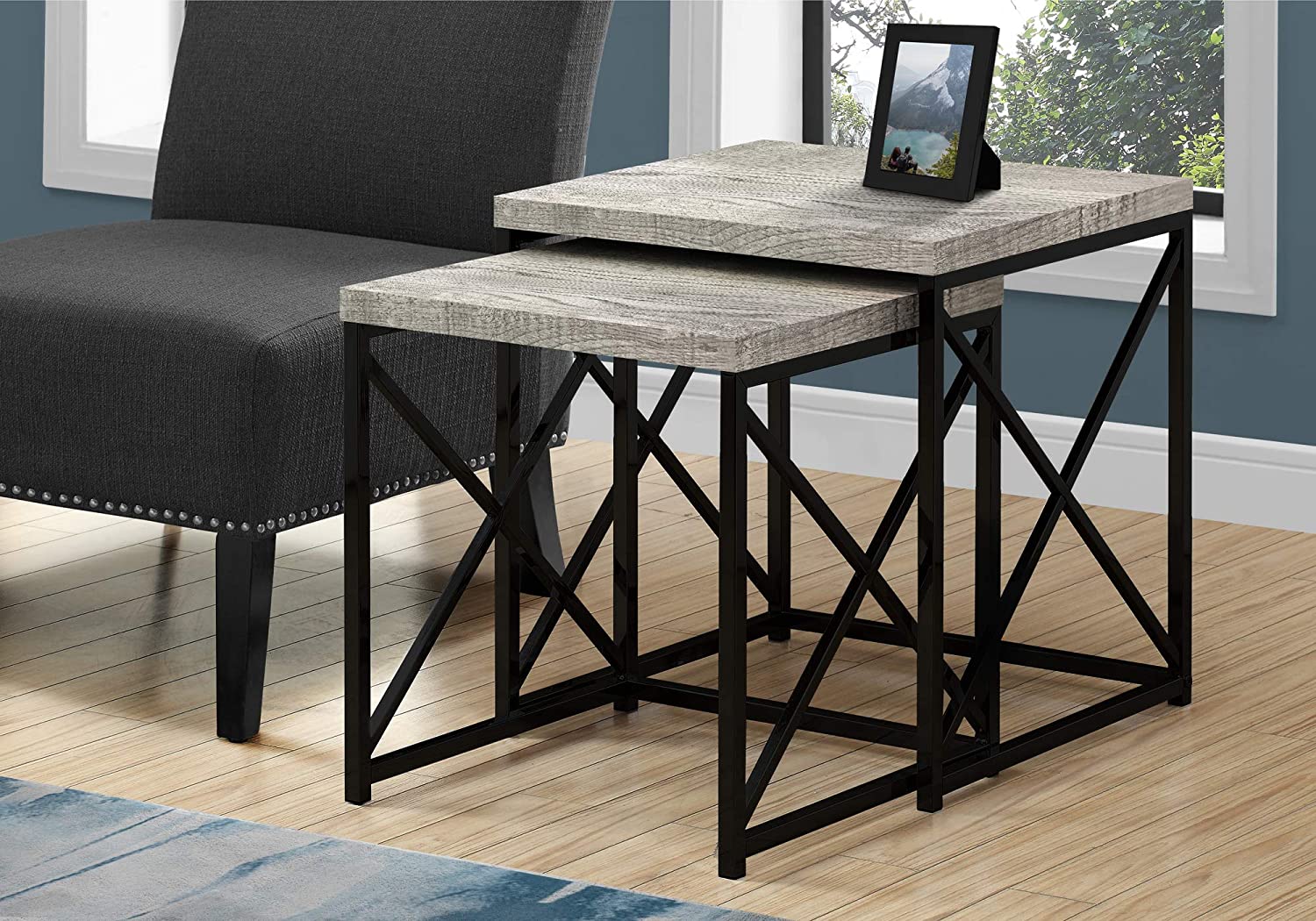 Nest Of Tables : Nesting Table, Chrome Metal Table Set, 2 pcs