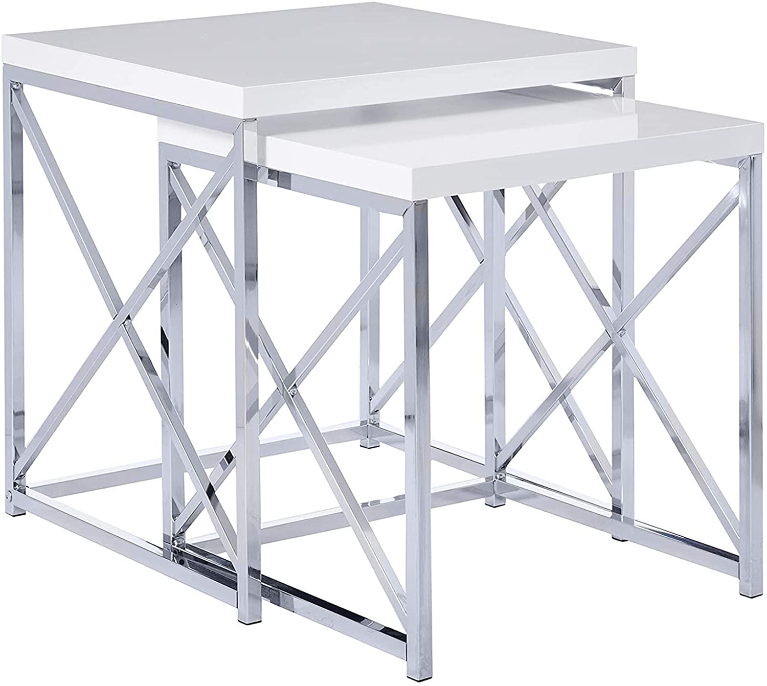 Nest Of Tables : Nesting Table, Chrome Metal Table Set, 2 pcs