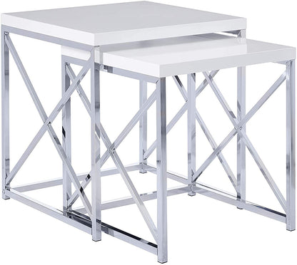 Nest Of Tables : Nesting Table, Chrome Metal Table Set, 2 pcs