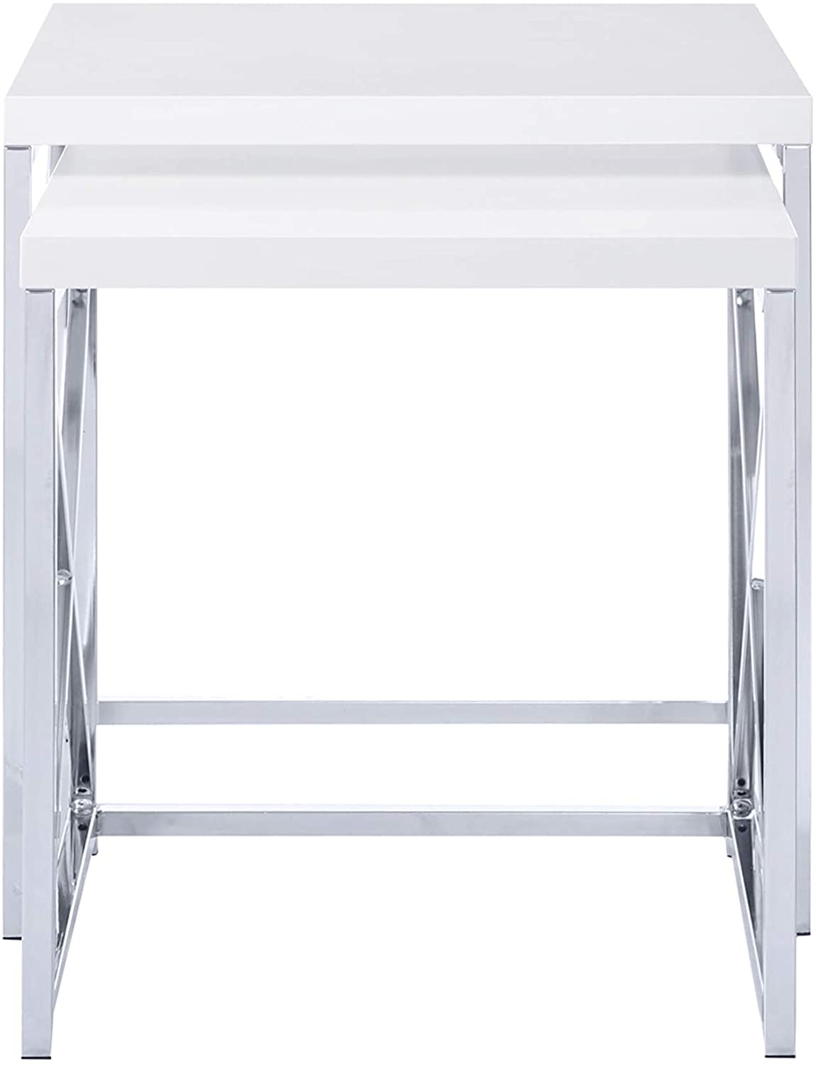 Nest Of Tables : Nesting Table, Chrome Metal Table Set, 2 pcs