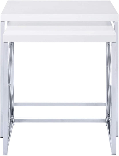 Nest Of Tables : Nesting Table, Chrome Metal Table Set, 2 pcs