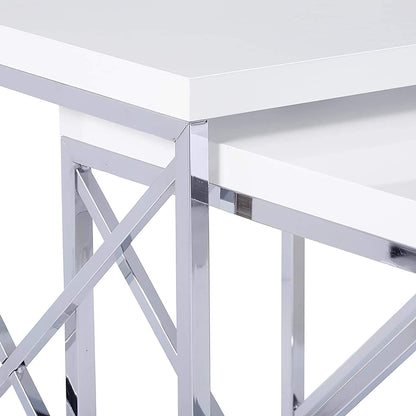 Nest Of Tables : Nesting Table, Chrome Metal Table Set, 2 pcs