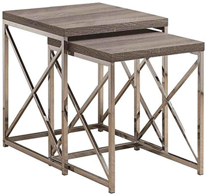 Nest Of Tables : Nesting Table, Chrome Metal Table Set, 2 pcs