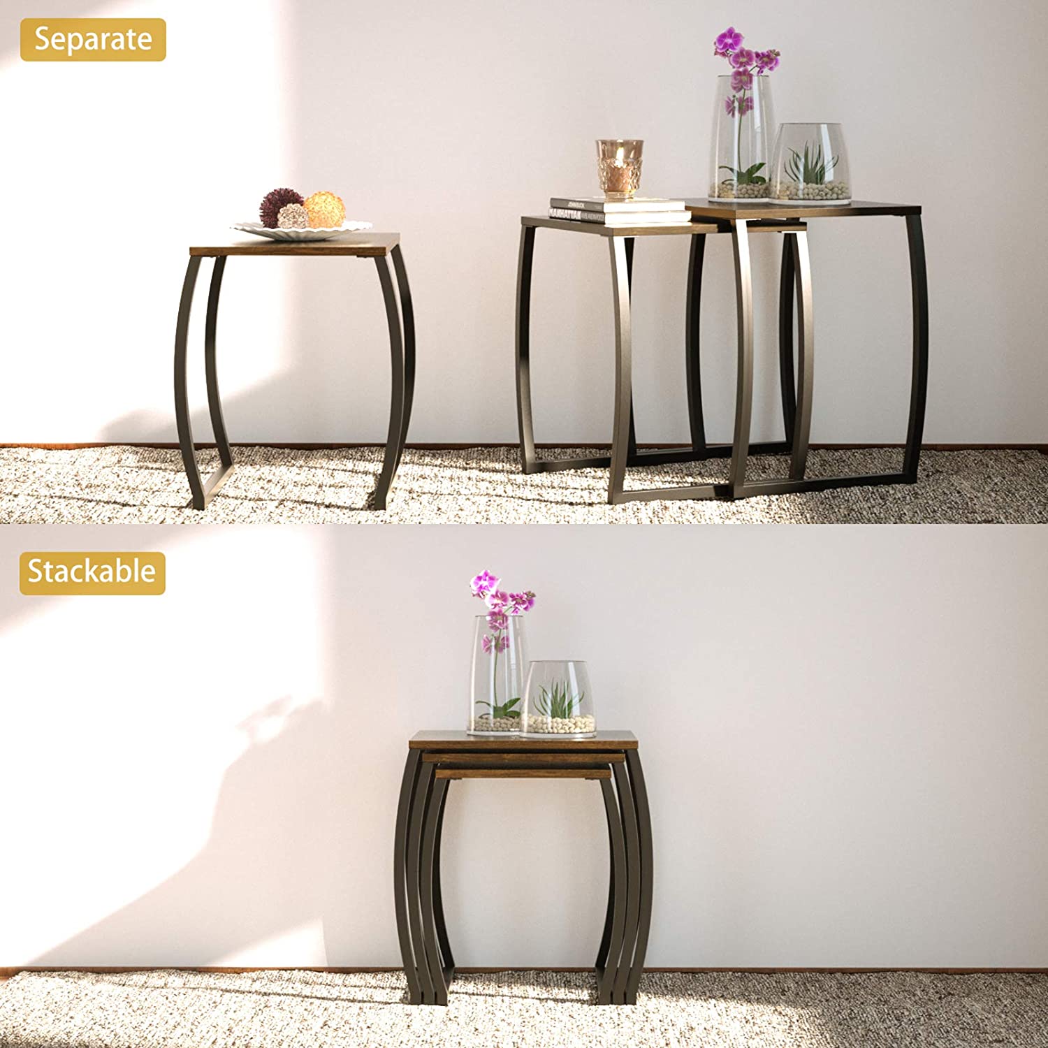 Nest Of Tables : Nesting Tables, Vintage Side Table Set of 3