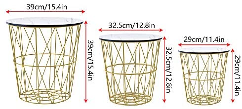 Nest Of Tables: Nesting Tables with Metal Frame, Modern Wood End Table Set, Living Room Side Tables (Oak, Set of 3)