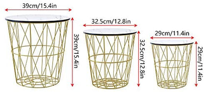 Nest Of Tables: Nesting Tables with Metal Frame, Modern Wood End Table Set, Living Room Side Tables (Oak, Set of 3)