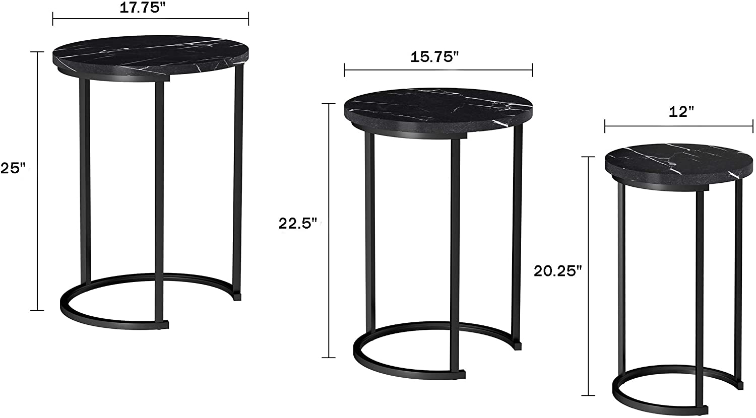 Nest Of Tables Round Nesting Tables, Largest Dimensions