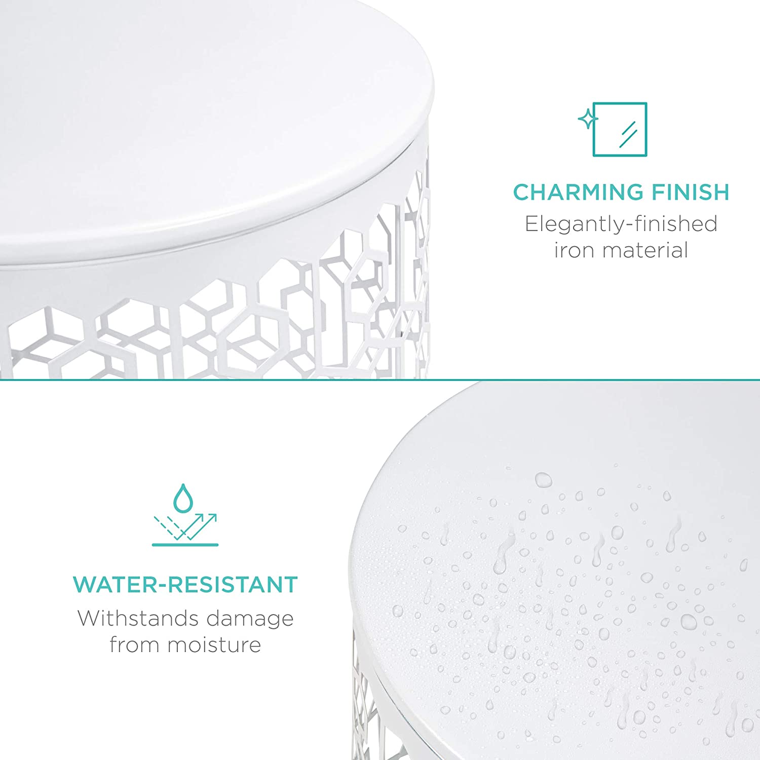 Nest Of Tables Set of 2 Decorative Round End Tables Nightstands, Coffee Side Tables for Living Room Bedroom Office, Nesting - White