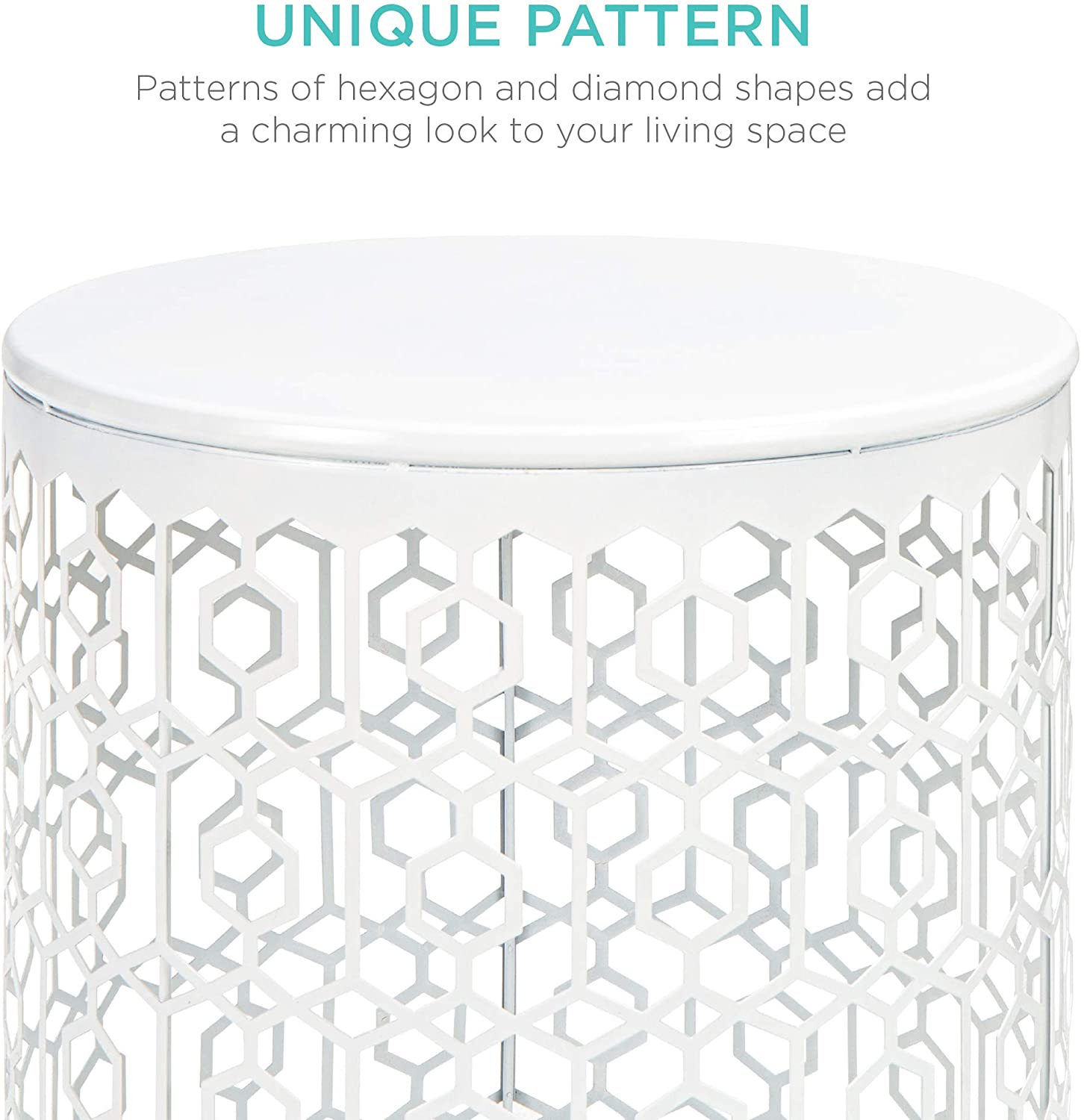 Nest Of Tables Set of 2 Decorative Round End Tables Nightstands, Coffee Side Tables for Living Room Bedroom Office, Nesting - White