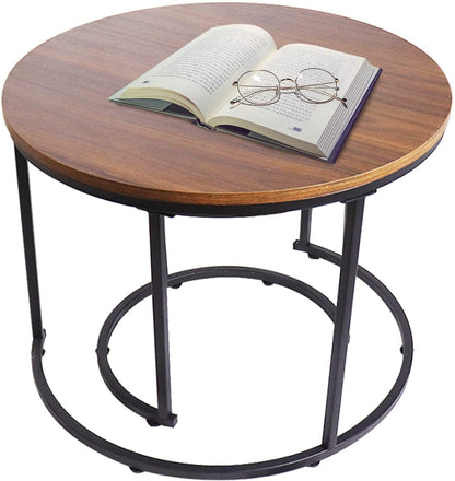 Nest Of Tables Set of 2 End Table Top Sturdy Metal Frame Wood Desk Centerpiece Living Room Bedroom Apartment Modern Industrial Simple
