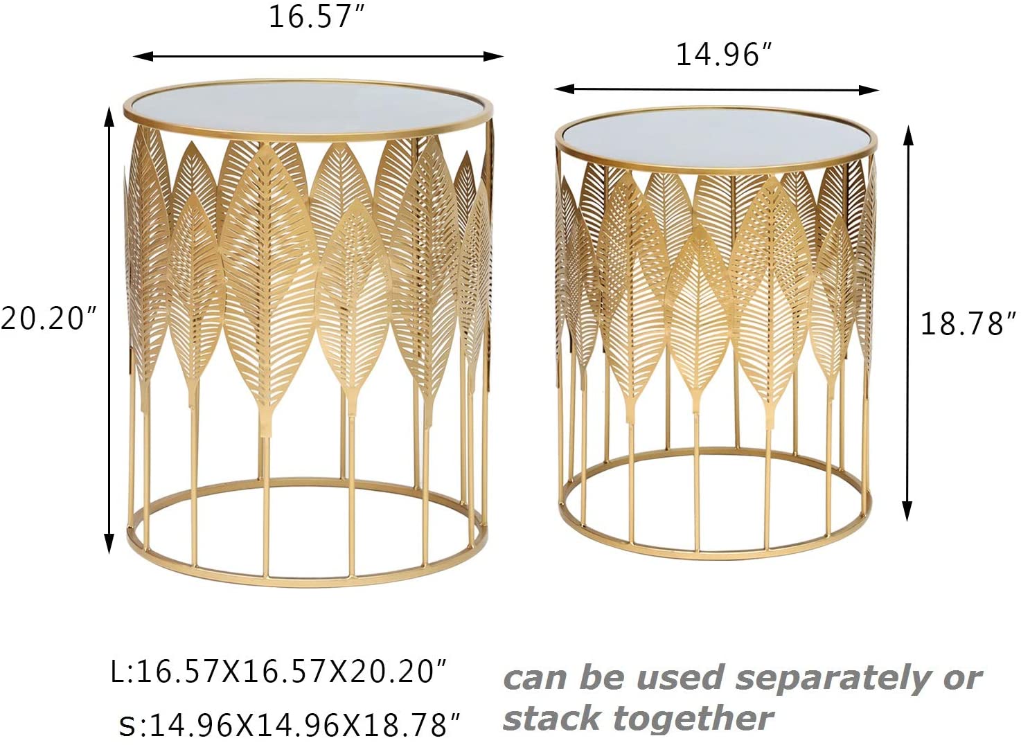 Nest Of Tables : Set of 2 Light Gold Coffee Tables Round Nightstands Stools