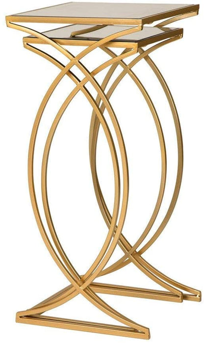 Nest Of Tables Set of 2 Nesting Coffee Tables Decorative Accent Side End Tables Plant Stand Chair for Bedroom, Living Room, Home Office and Patio 