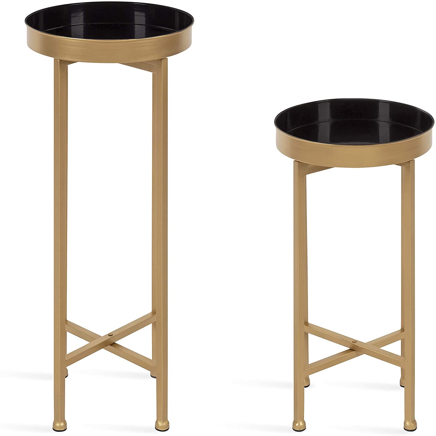 Nest Of Tables: Set of 2, Gold and Black, Decorative Modern Glam End Table