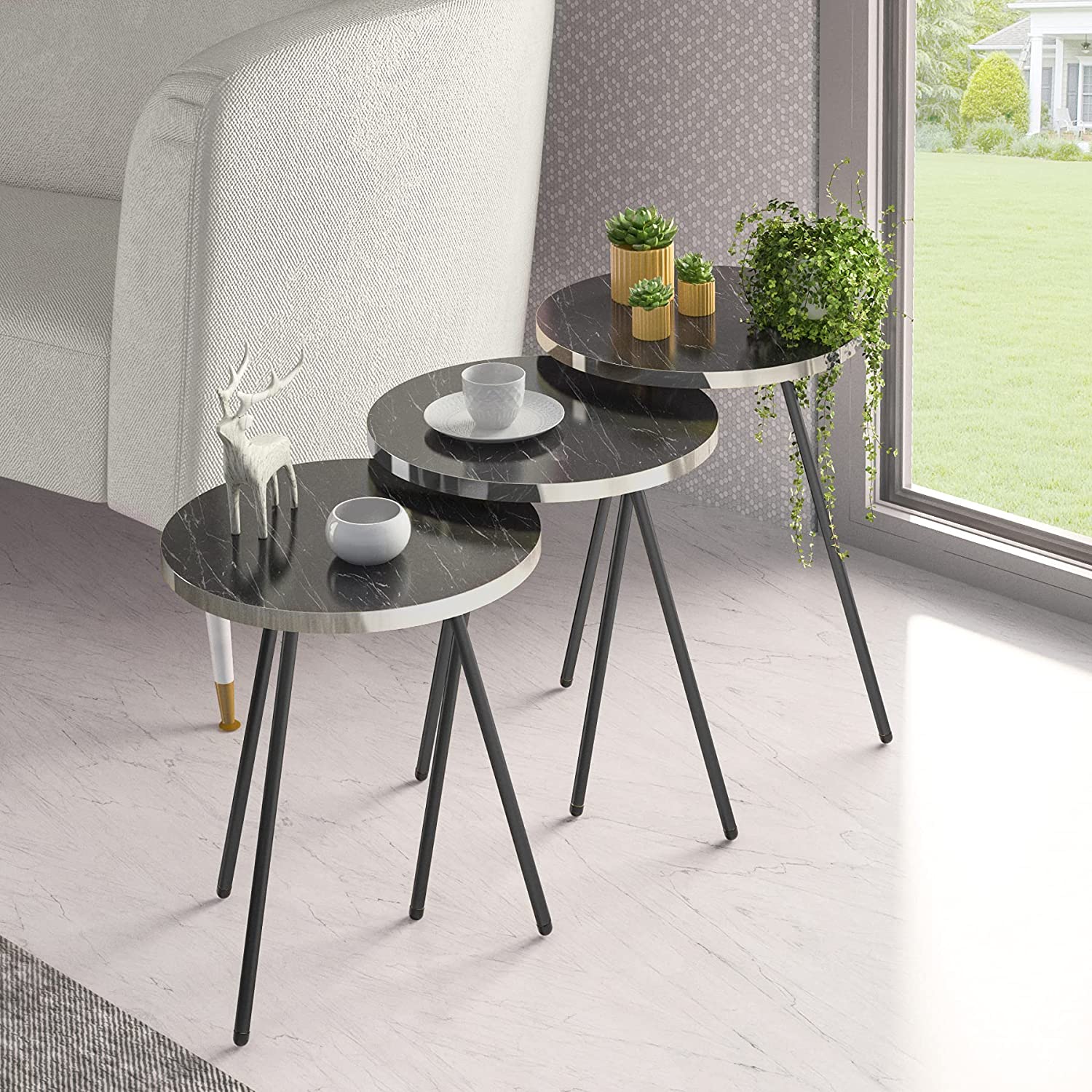 Nest Of Tables : Set of 3 Nesting END Tables Nightstand Bedside Table