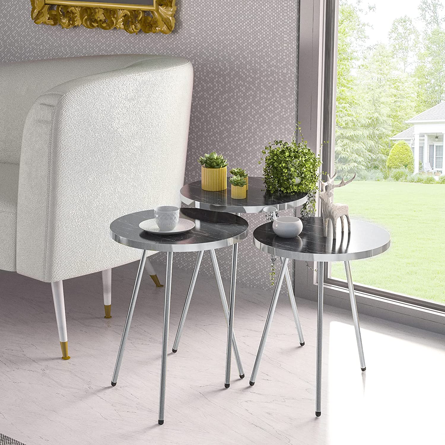Nest Of Tables : Set of 3 Nesting END Tables Nightstand Bedside Table