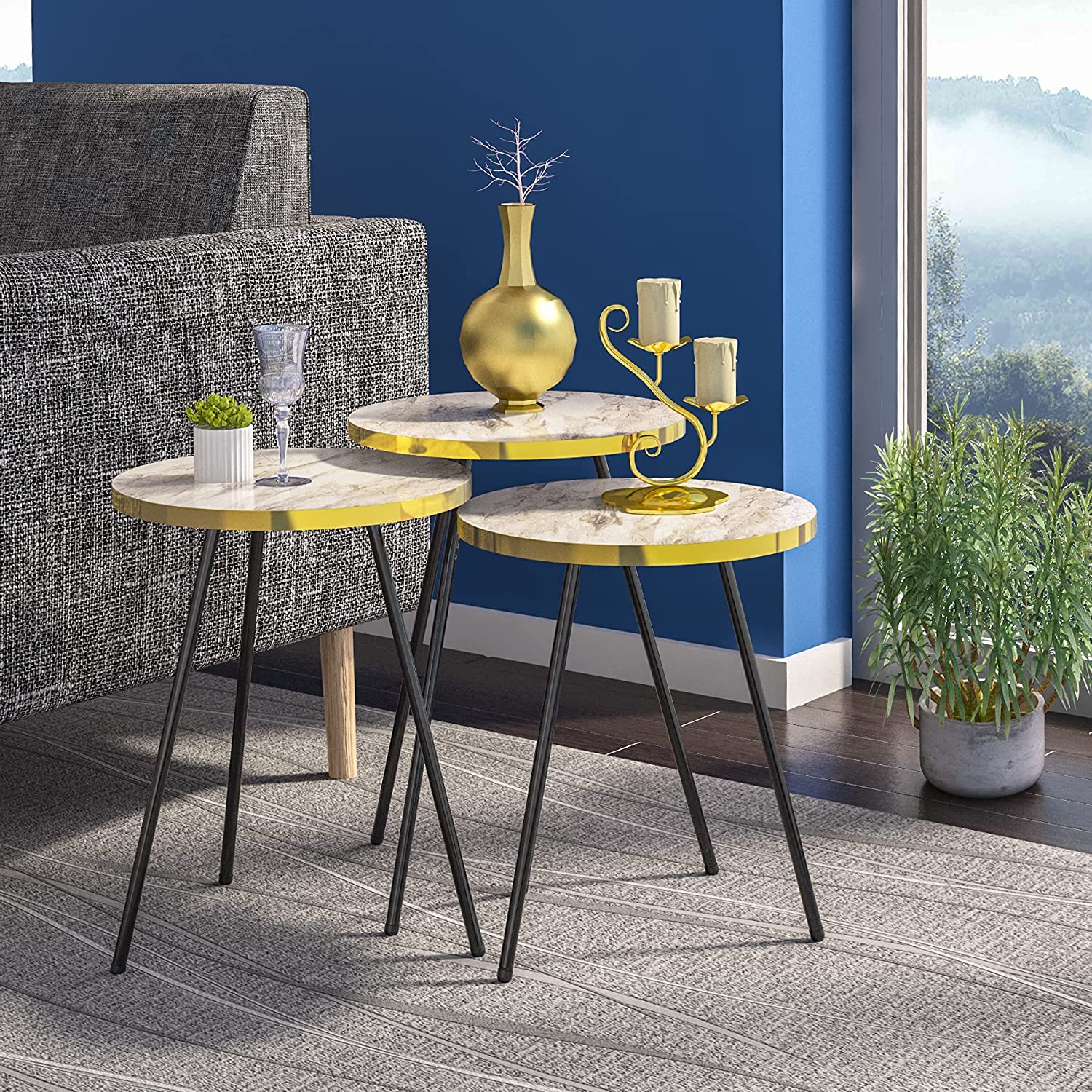Nest Of Tables : Set of 3 Nesting END Tables Nightstand Bedside Table