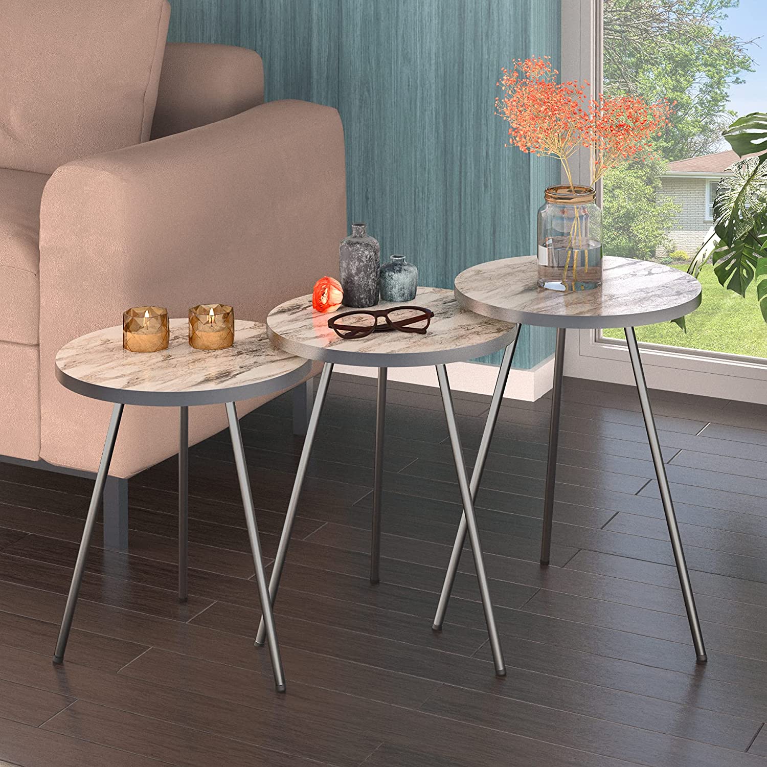 Nest Of Tables : Set of 3 Nesting END Tables Nightstand Bedside Table