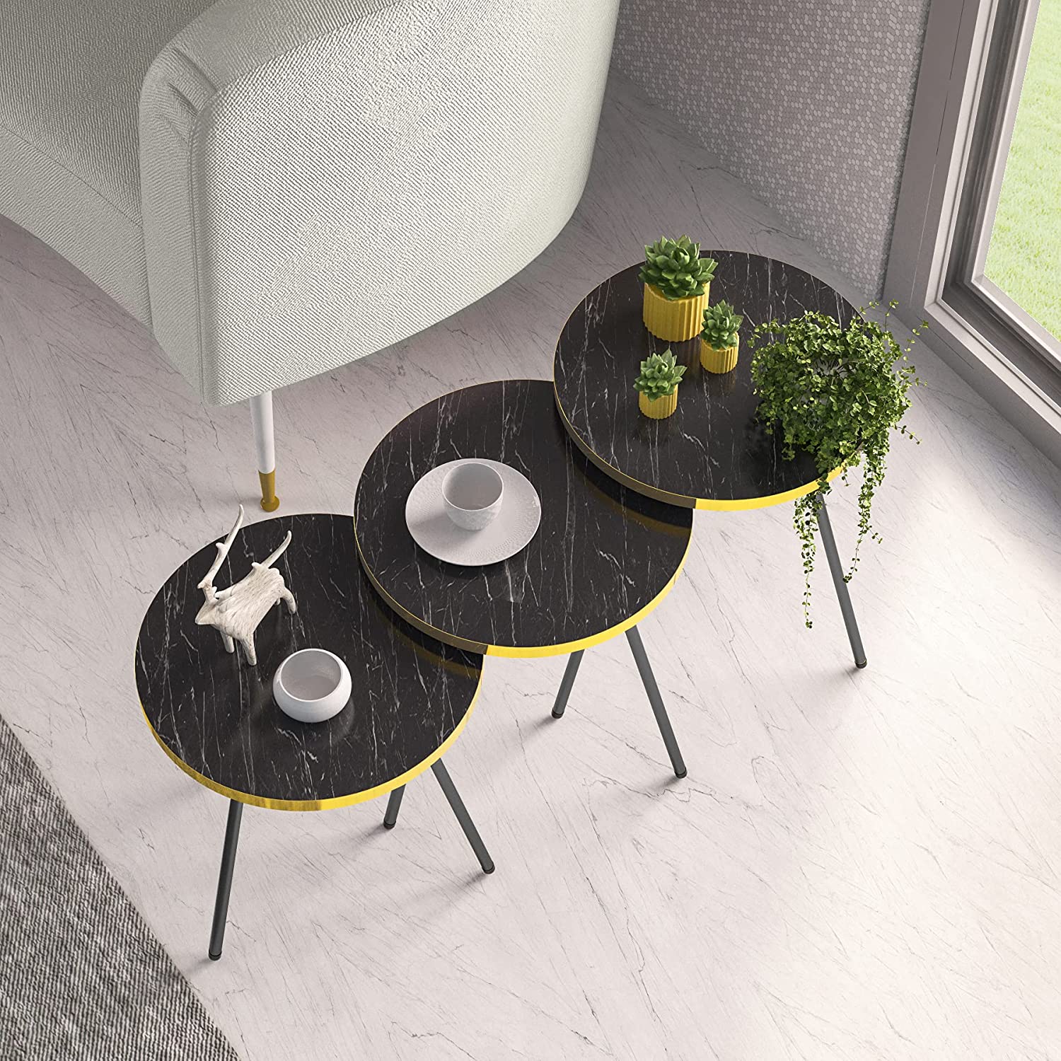 Nest Of Tables : Set of 3 Nesting END Tables Nightstand Bedside Table