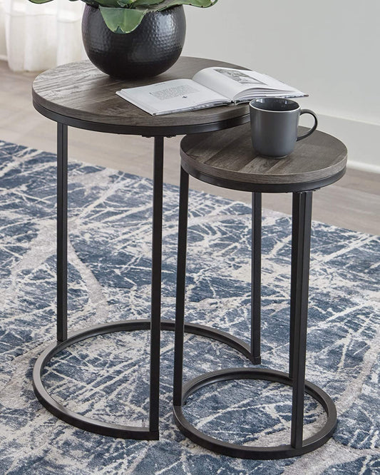  Nest Of Tables Set of Two Casual Black Grey