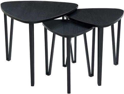 Nest Of Tables Table Set of 2, Wood Coffee and Snack End Table with Metal Frame, Accent Tea Table for Living Room