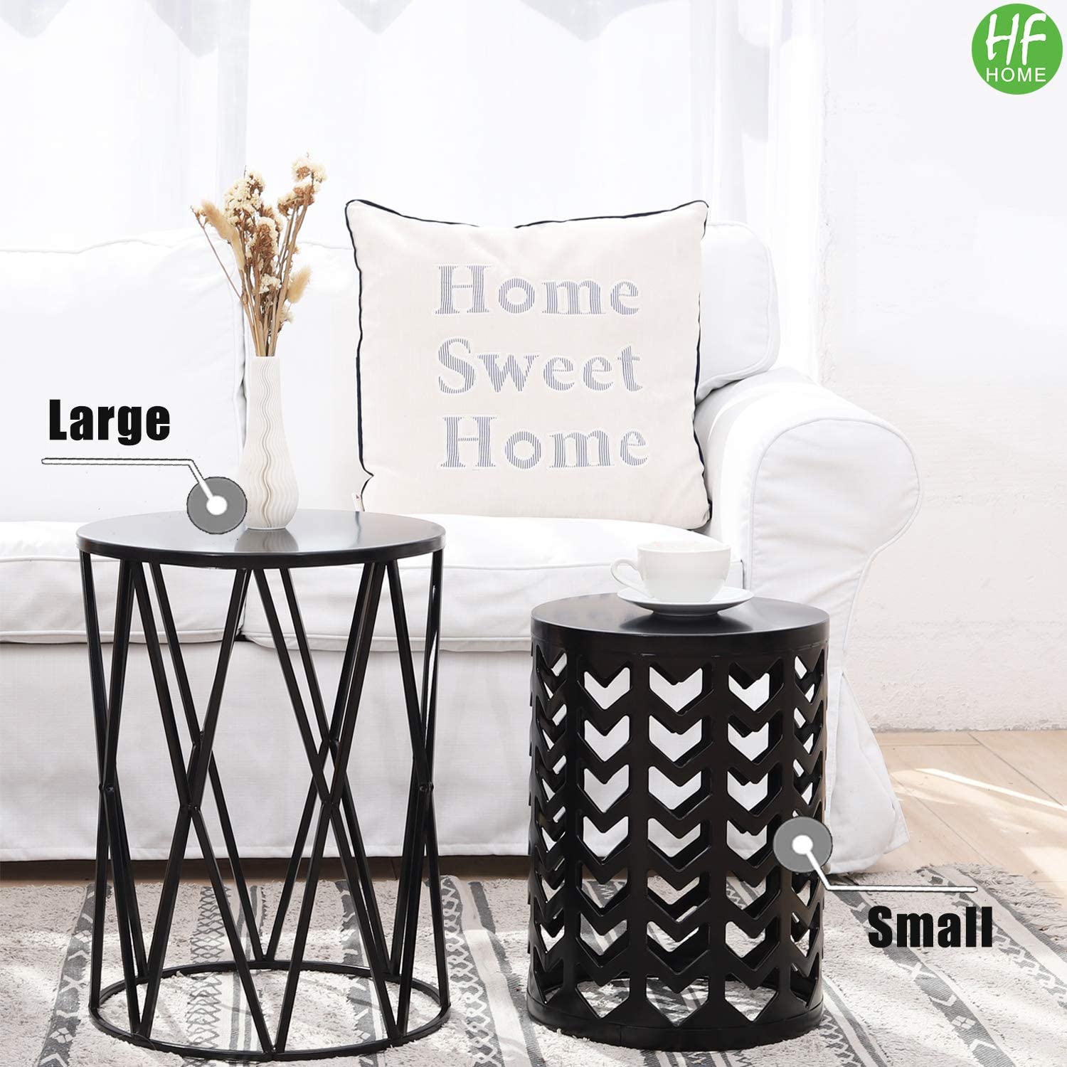 Nest Of Tables Tables Plant Stand for Living Room Balcony Home Garden Stool Patio Outdoor- Black 