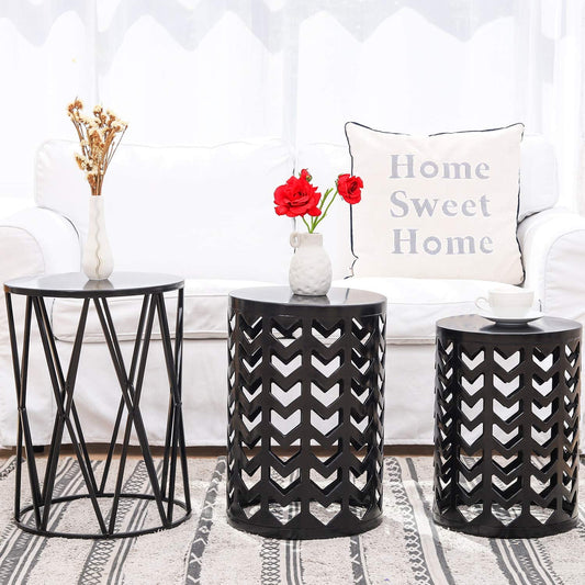 Nest Of Tables Tables Plant Stand for Living Room Balcony Home Garden Stool Patio Outdoor- Black 