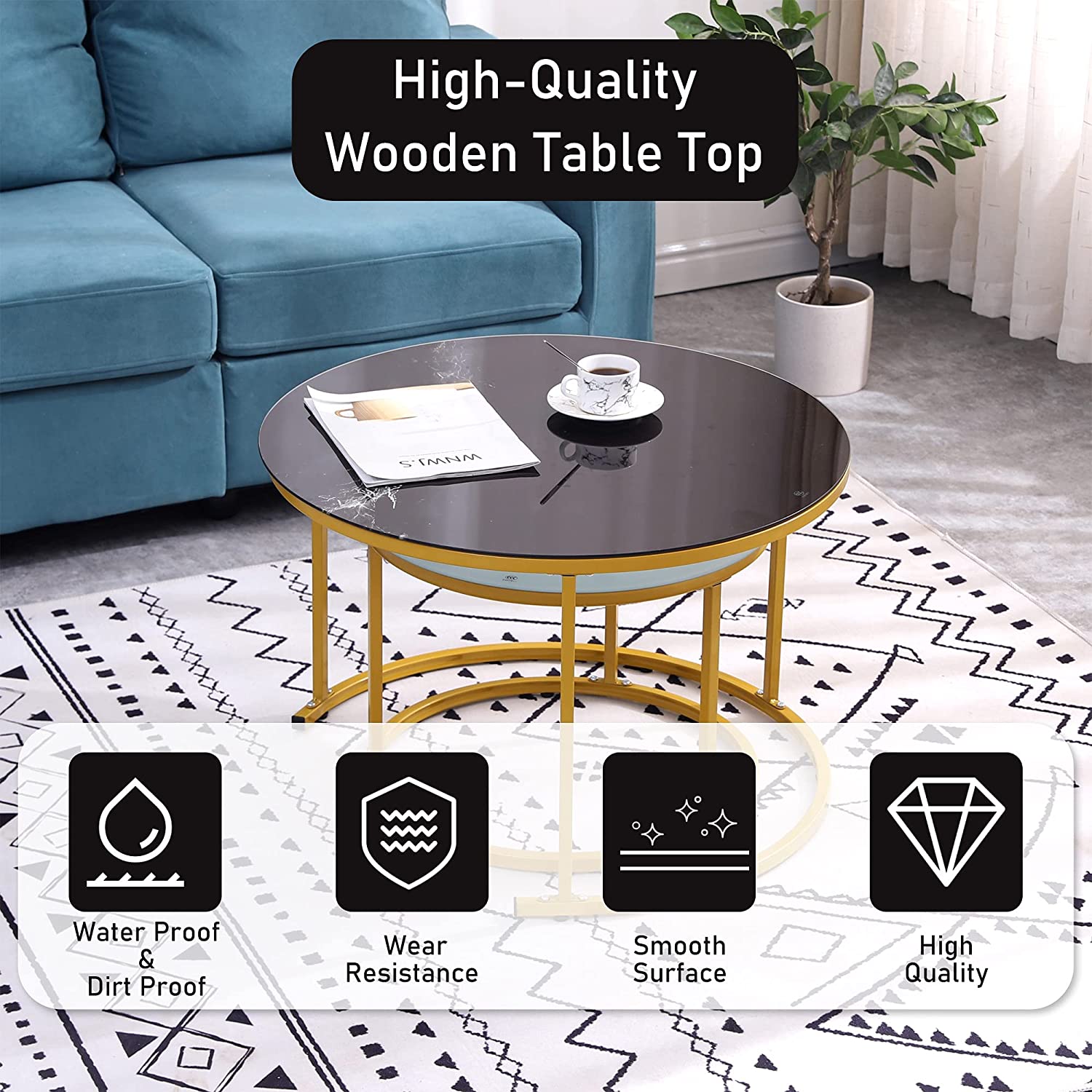 Nest Of Tables : Modern Round Nesting Coffee Table Set