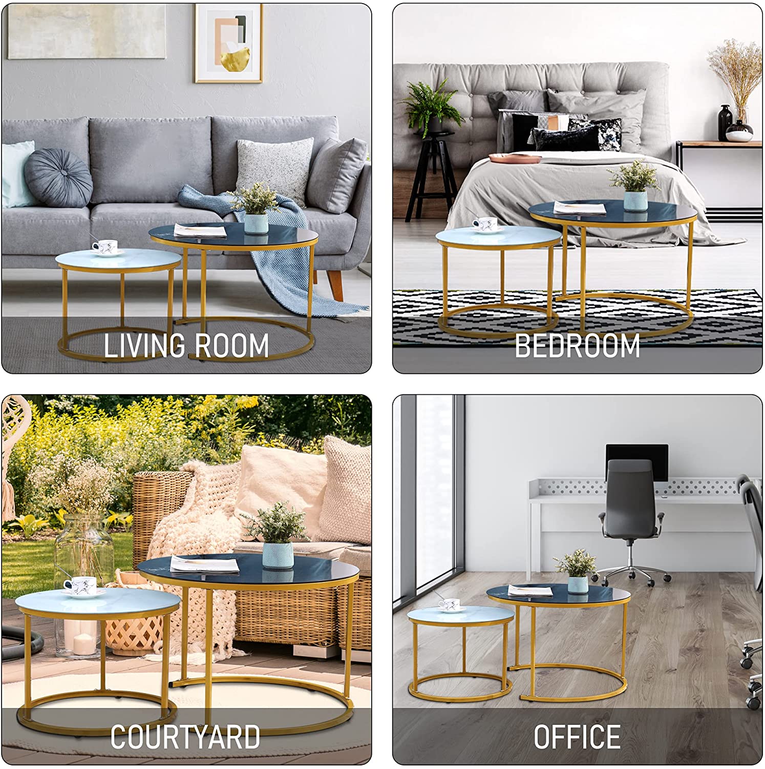 Nest Of Tables : Modern Round Nesting Coffee Table Set