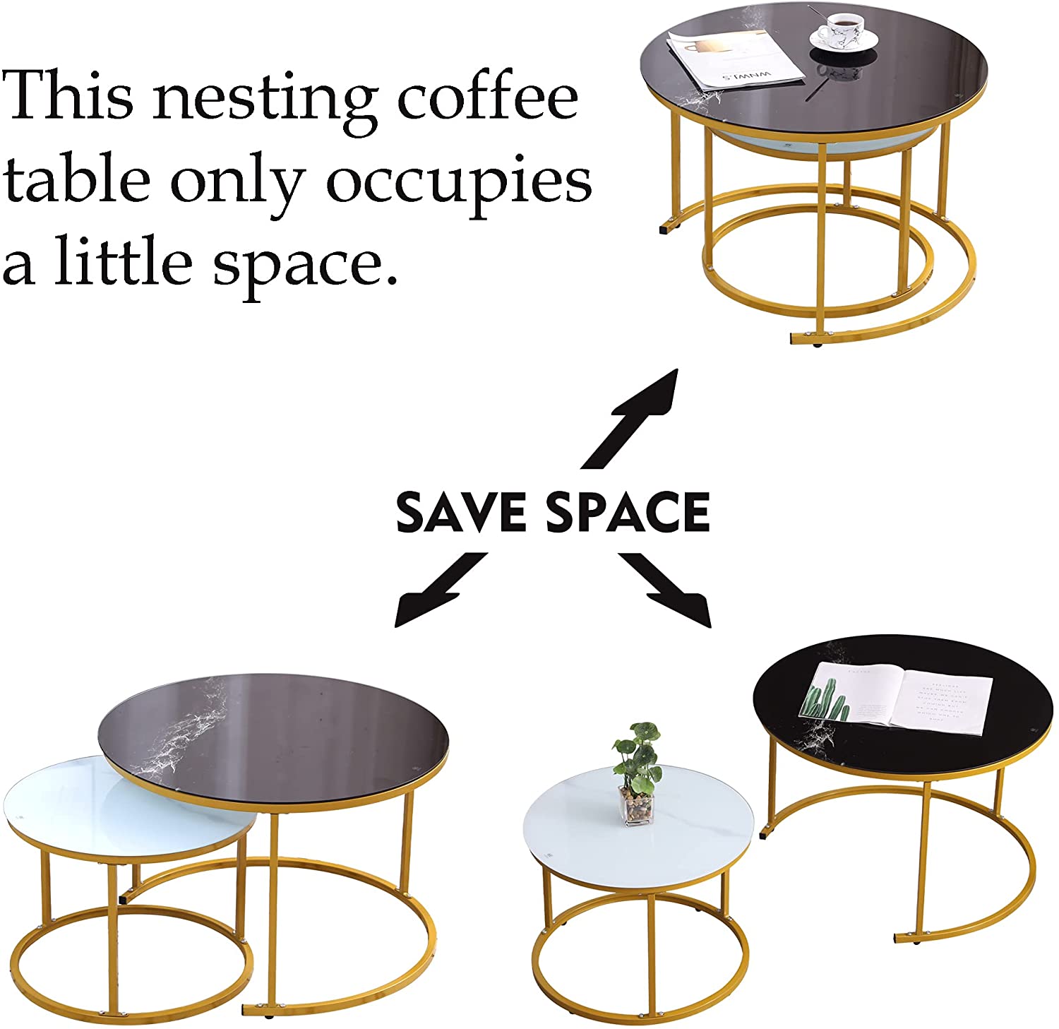 Nest Of Tables : Modern Round Nesting Coffee Table Set