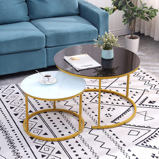 Nest Of Tables : Modern Round Nesting Coffee Table Set