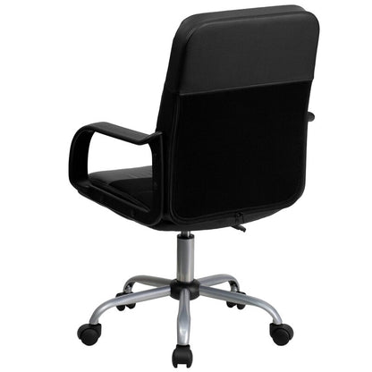 Office Chair : Mid-Back Black Leatherette Office Chair