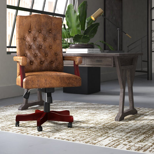Office Chair : Upholstered Brown Office Chair