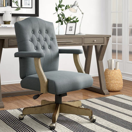 Office Chair  Upholstered Wooden Grey Chair
