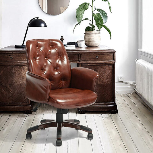 Office Chairs: Brown Faux Leatherette Chair