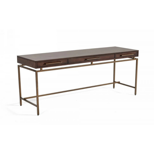 Office Desk   Acacia & Brass Desk