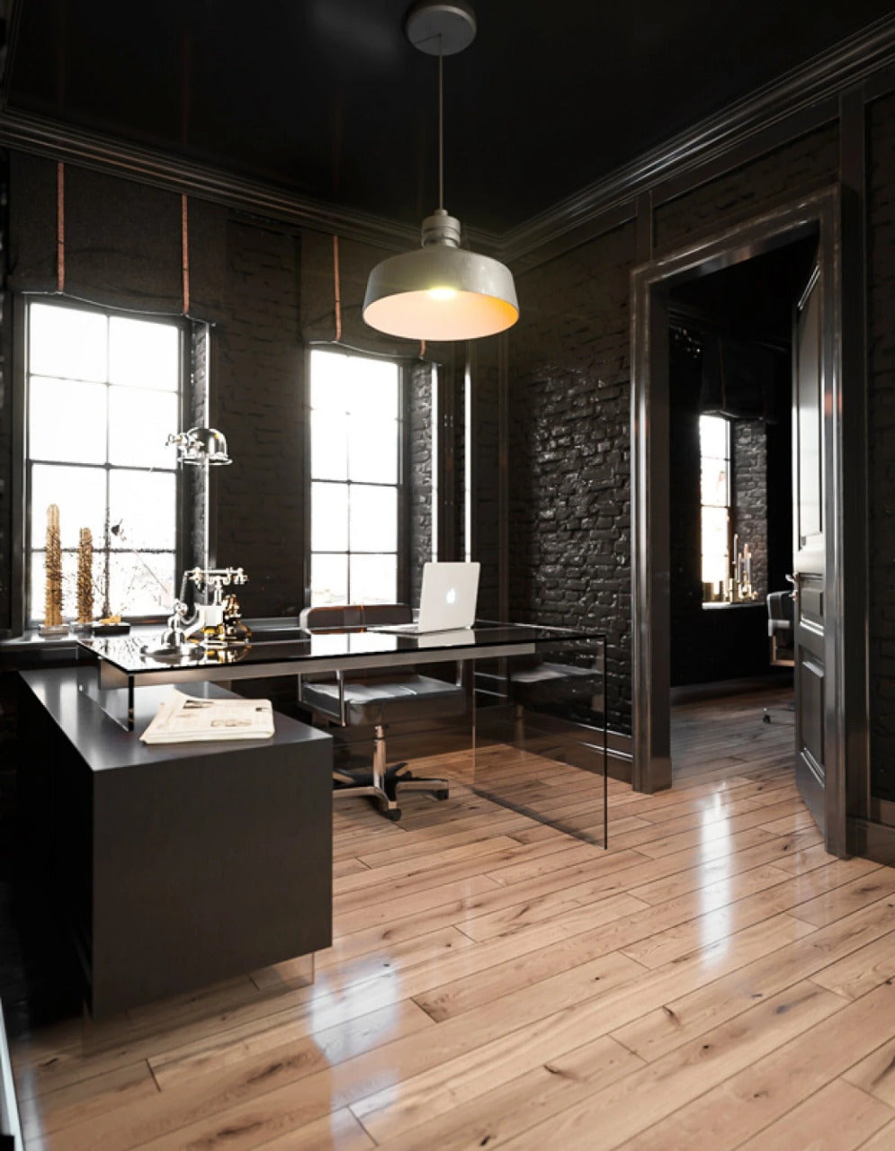 Office Desk : Black Oak Office Desk