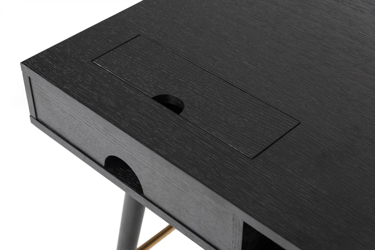Office Desk : Black Oak & Gold Desk