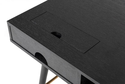 Office Desk : Black Oak & Gold Desk