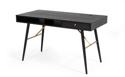 Office Desk : Black Oak & Gold Desk