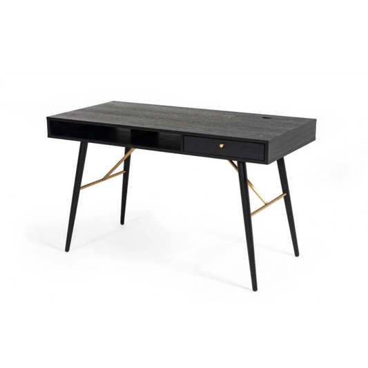 Office Desk  Black Oak & Gold Desk