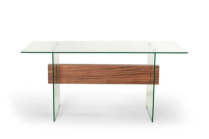 Office Desk : Contemporary White & Walnut Desk & Shelves