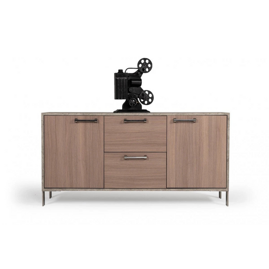 Office Desk Modern Brown Oak & Faux