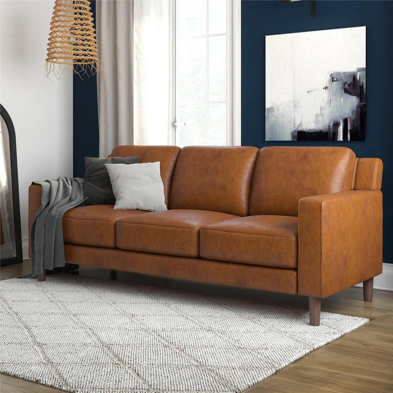 Office Furniture : BEN 78'' Faux Leatherette Square Arm Sofa